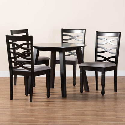 Baxton Studio - Darina Dining Set in Grey/Dark Brown - Esme-Grey/Dark Brown-5PC Dining Set view 9