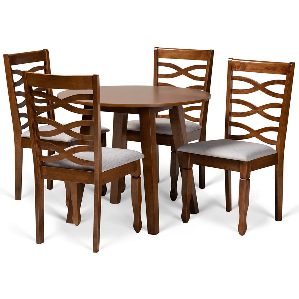 Baxton Studio - Darina Dining Set in Grey/walnut brown - Darina-Grey/Walnut-5PC Dining Set view 1