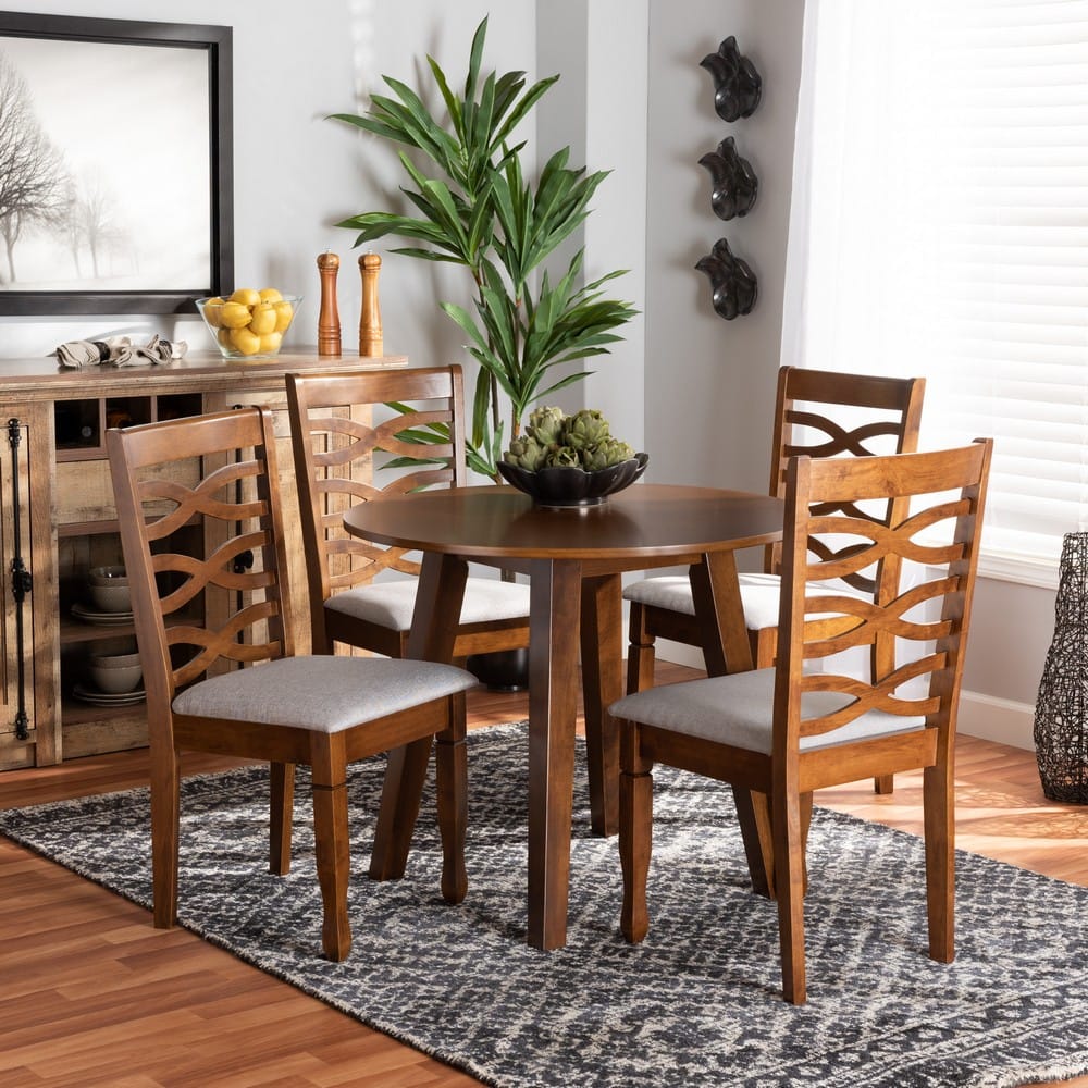 Baxton Studio - Darina Dining Set in Grey/walnut brown - Darina-Grey/Walnut-5PC Dining Set view 7