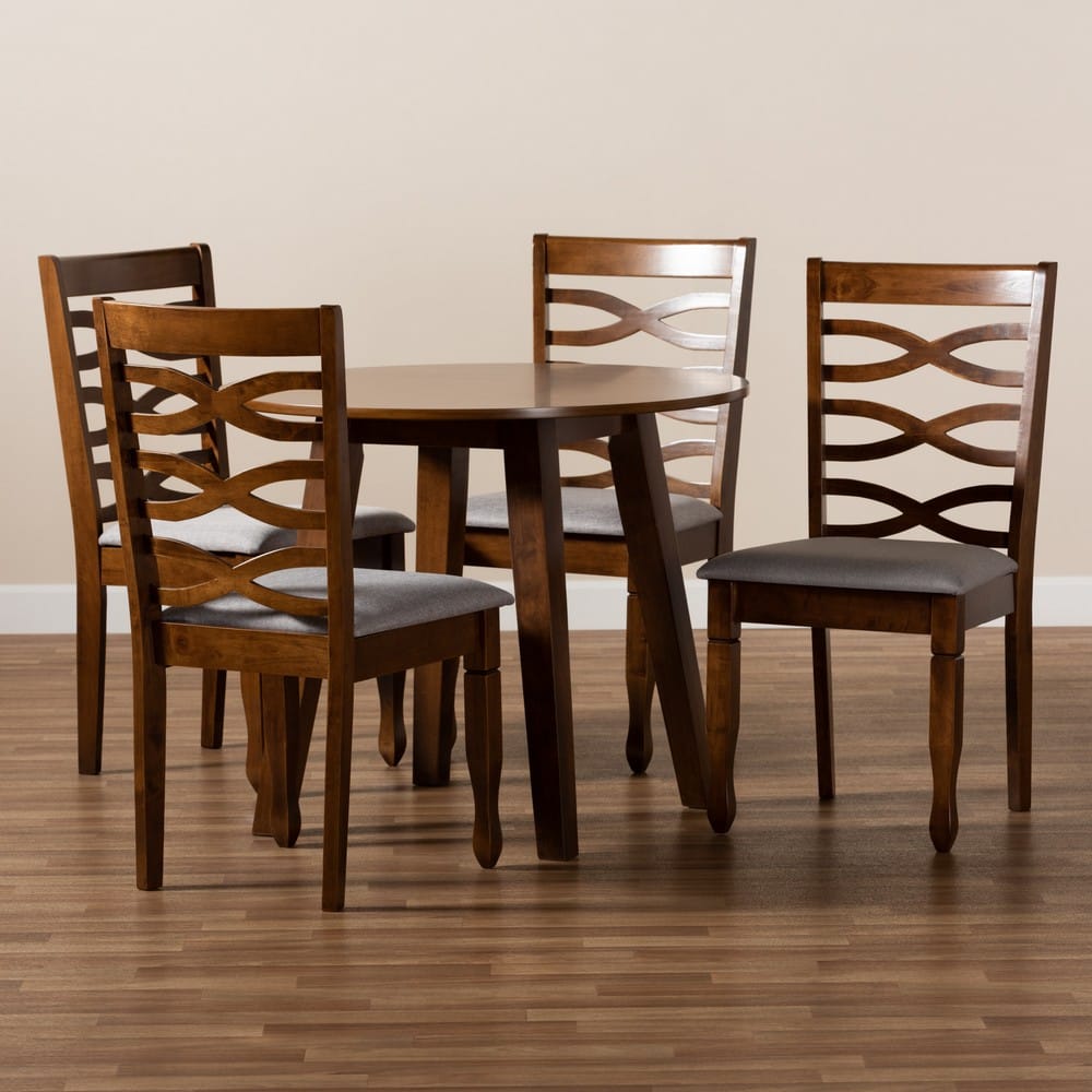 Baxton Studio - Darina Dining Set in Grey/walnut brown - Darina-Grey/Walnut-5PC Dining Set view 8