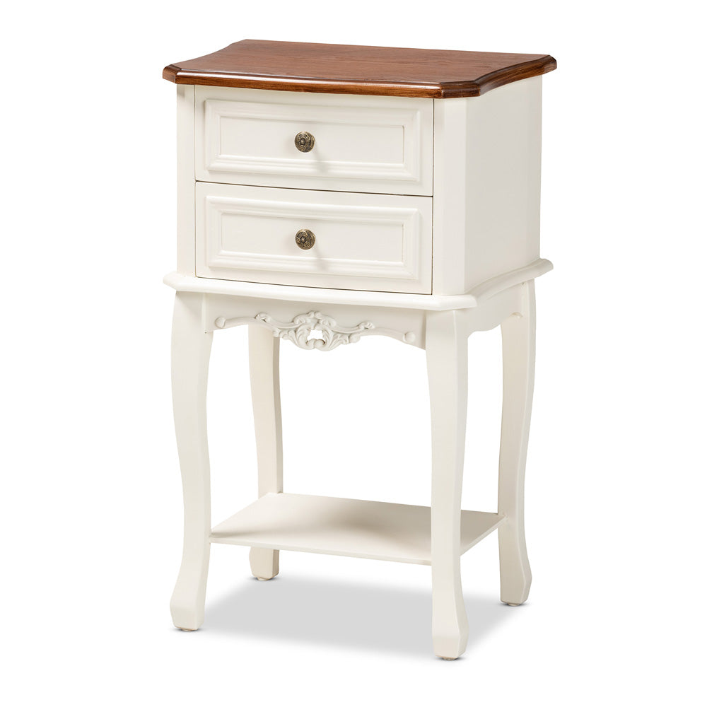 Baxton Studio - Darla End Table in White/Cherry Brown - JY-132041-2DW ET view 1