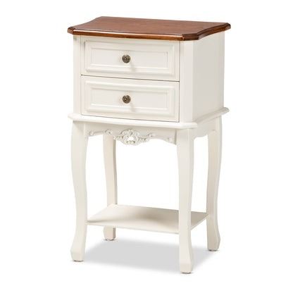 Baxton Studio - Darla End Table in White/Cherry Brown - JY-132041-2DW ET view 1