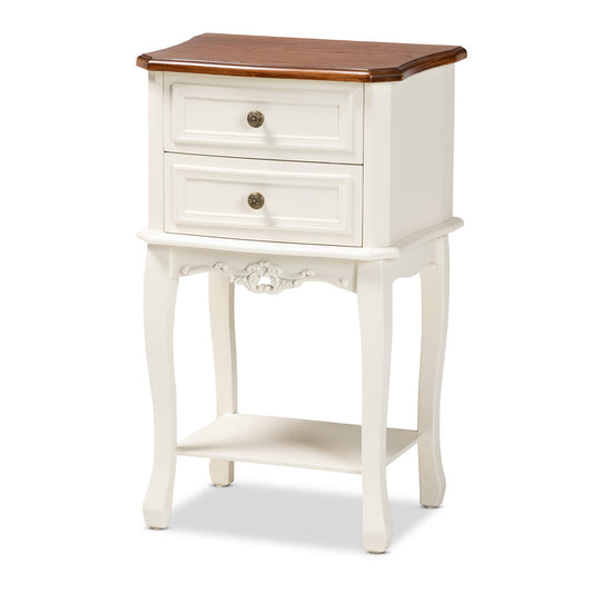 Baxton Studio - Darla End Table in White/Cherry Brown - JY-132041-2DW ET view 1