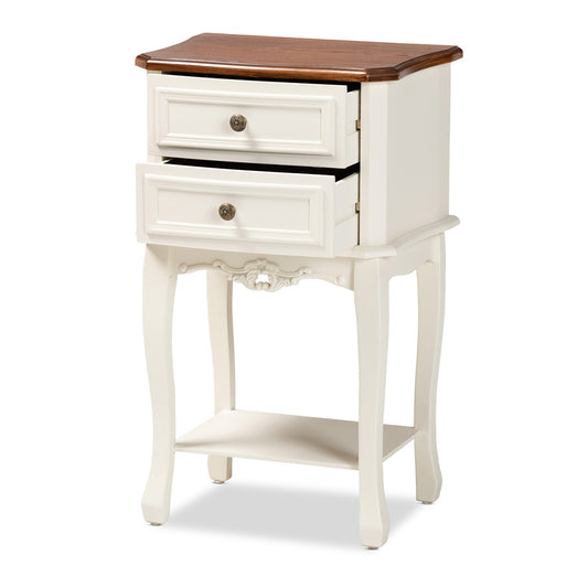 Baxton Studio - Darla End Table in White/Cherry Brown - JY-132041-2DW ET view 2