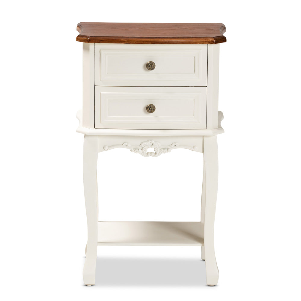 Baxton Studio - Darla End Table in White/Cherry Brown - JY-132041-2DW ET view 3