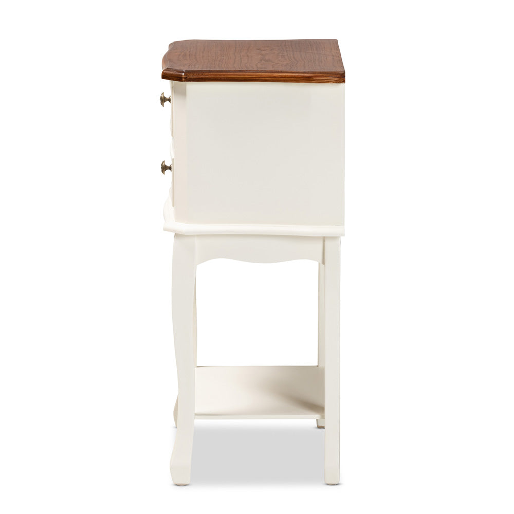 Baxton Studio - Darla End Table in White/Cherry Brown - JY-132041-2DW ET view 4