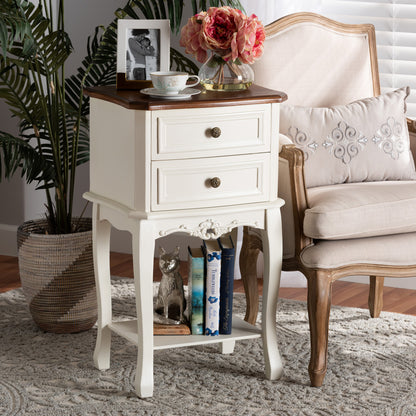 Baxton Studio - Darla End Table in White/Cherry Brown - JY-132041-2DW ET view 6