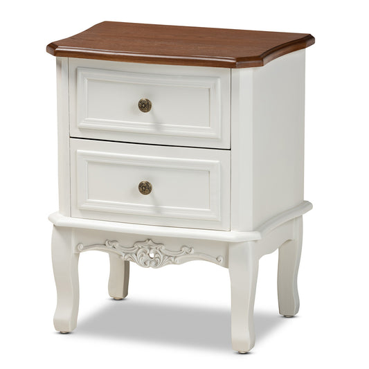 Baxton Studio - Darlene End Table in White/Cherry Brown - JY-132054-2 DW ET view 1
