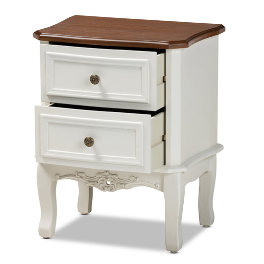 Baxton Studio - Darlene End Table in White/Cherry Brown - JY-132054-2 DW ET view 2