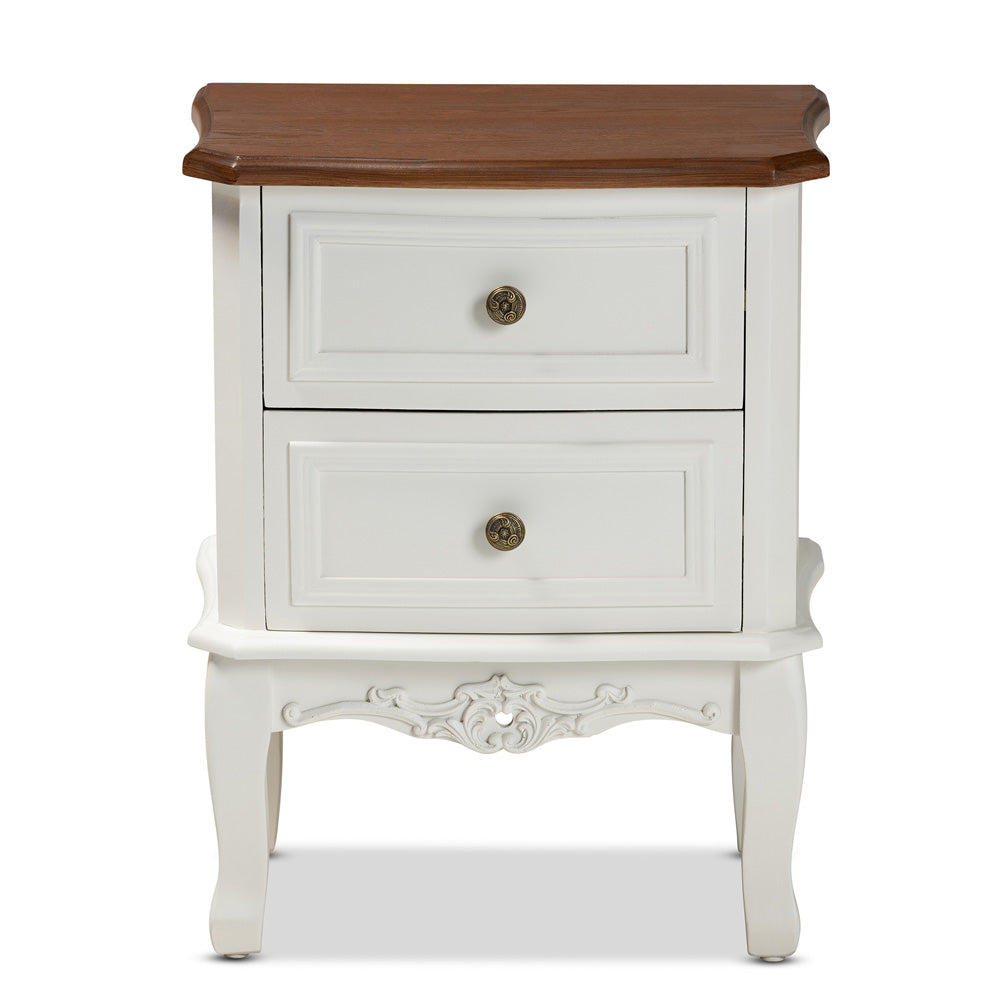 Baxton Studio - Darlene End Table in White/Cherry Brown - JY-132054-2 DW ET view 3