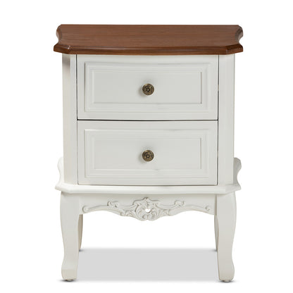 Baxton Studio - Darlene End Table in White/Cherry Brown - JY-132054-2 DW ET view 3