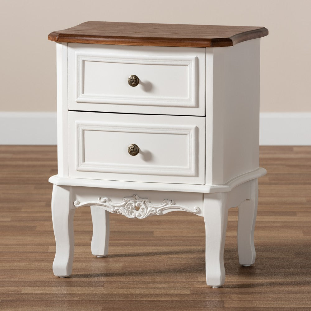 Baxton Studio - Darlene End Table in White/Cherry Brown - JY-132054-2 DW ET view 7