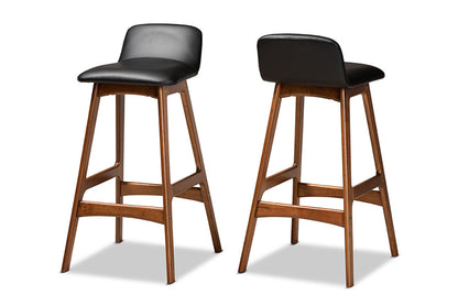 Baxton Studio - Darrin Barstool Set of 2 - Hua-Black/Walnut-BS view 1