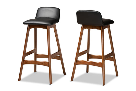 Baxton Studio - Darrin Barstool Set of 2 - Hua-Black/Walnut-BS view 1