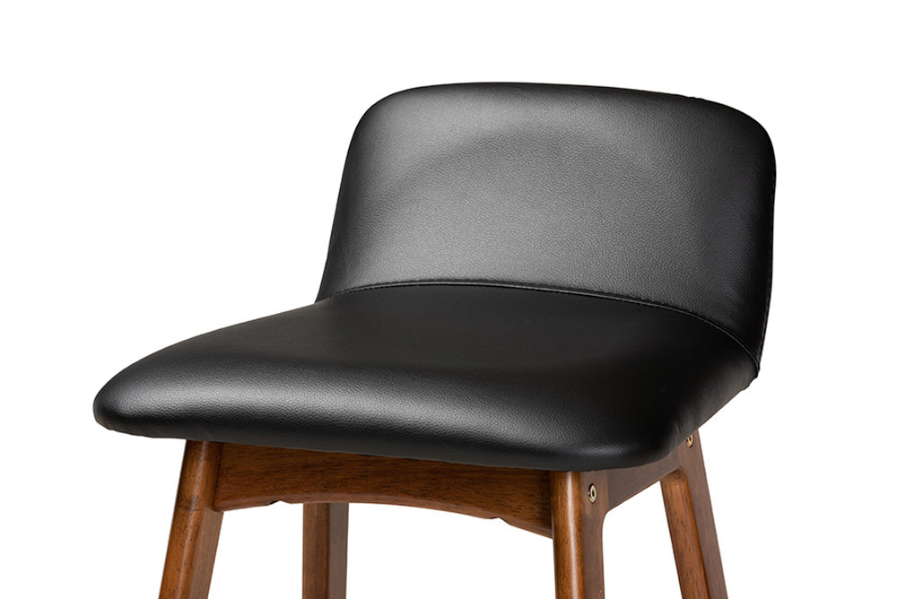 Baxton Studio - Darrin Barstool Set of 2 - Hua-Black/Walnut-BS view 4