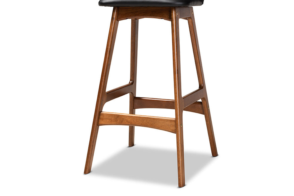 Baxton Studio - Darrin Barstool Set of 2 - Hua-Black/Walnut-BS view 6