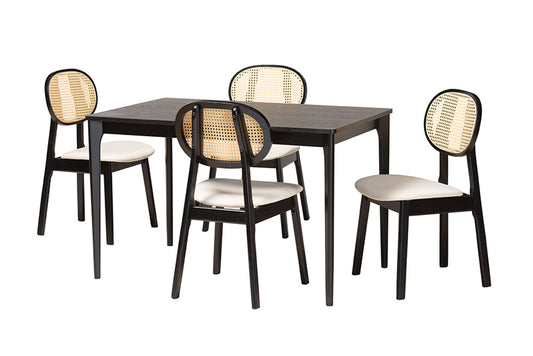 Baxton Studio - Darrion Dining Set - CS004C-Black/Cream-5PC Dining Set view 1