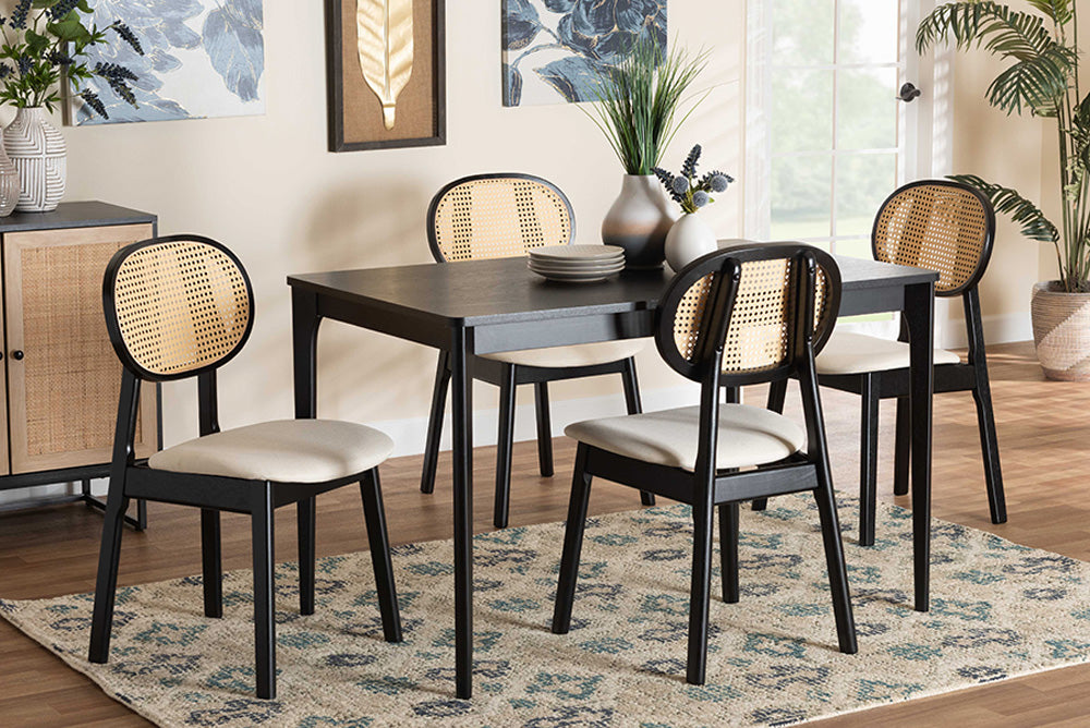 Baxton Studio - Darrion Dining Set - CS004C-Black/Cream-5PC Dining Set view 5