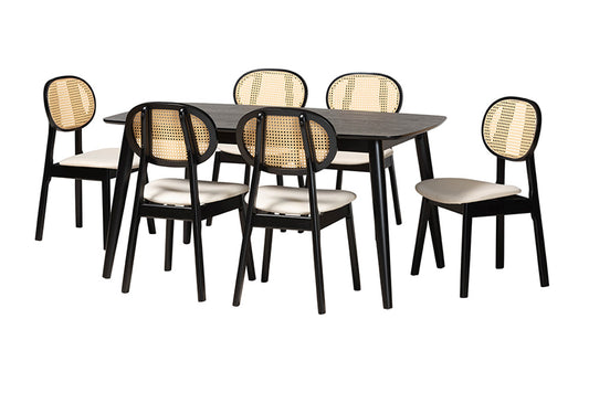Baxton Studio - Darrion Dining Set - CS004C-Black/Cream-7PC Dining Set view 1