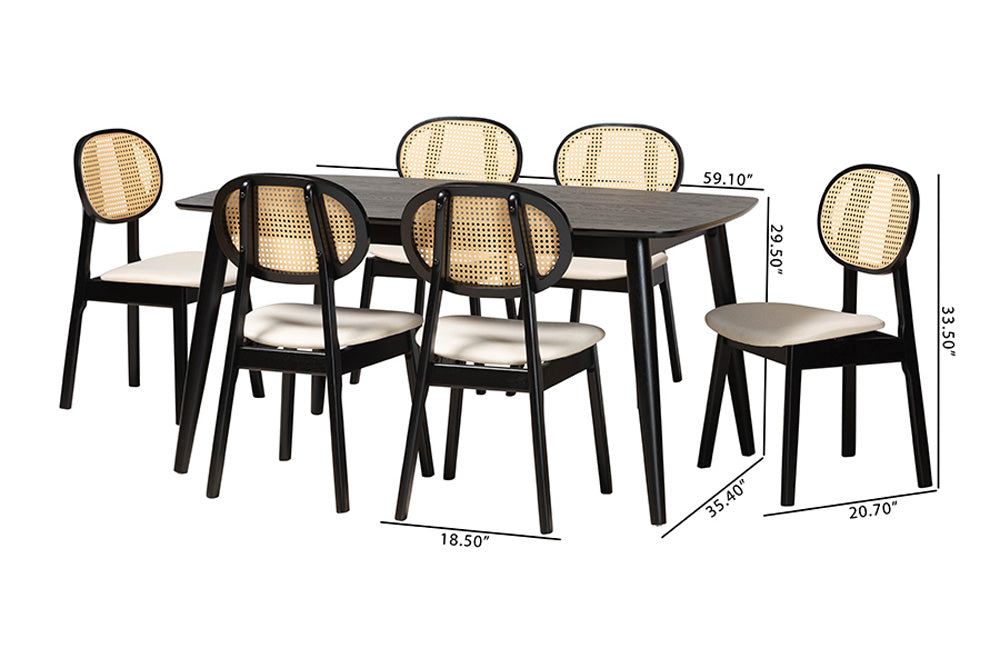 Baxton Studio - Darrion Dining Set - CS004C-Black/Cream-7PC Dining Set view 11