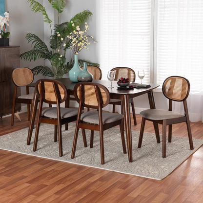Baxton Studio - Darrion Dining Set in Grey/Walnut Brown/Light Brown - CS004C-Walnut/Light Grey-7PC Dining Set view 8
