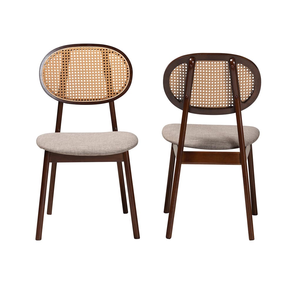 Baxton Studio - Darrion Set of 2 Dining Chairs in Grey/Walnut Brown/Light Brown - CS004C-Walnut/Light Grey-DC-2PK view 2