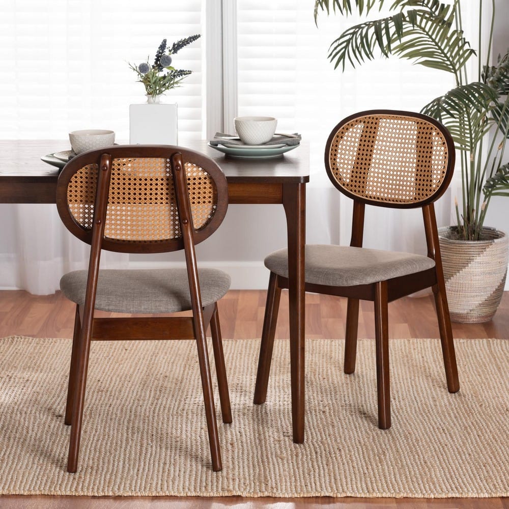 Baxton Studio - Darrion Set of 2 Dining Chairs in Grey/Walnut Brown/Light Brown - CS004C-Walnut/Light Grey-DC-2PK view 7
