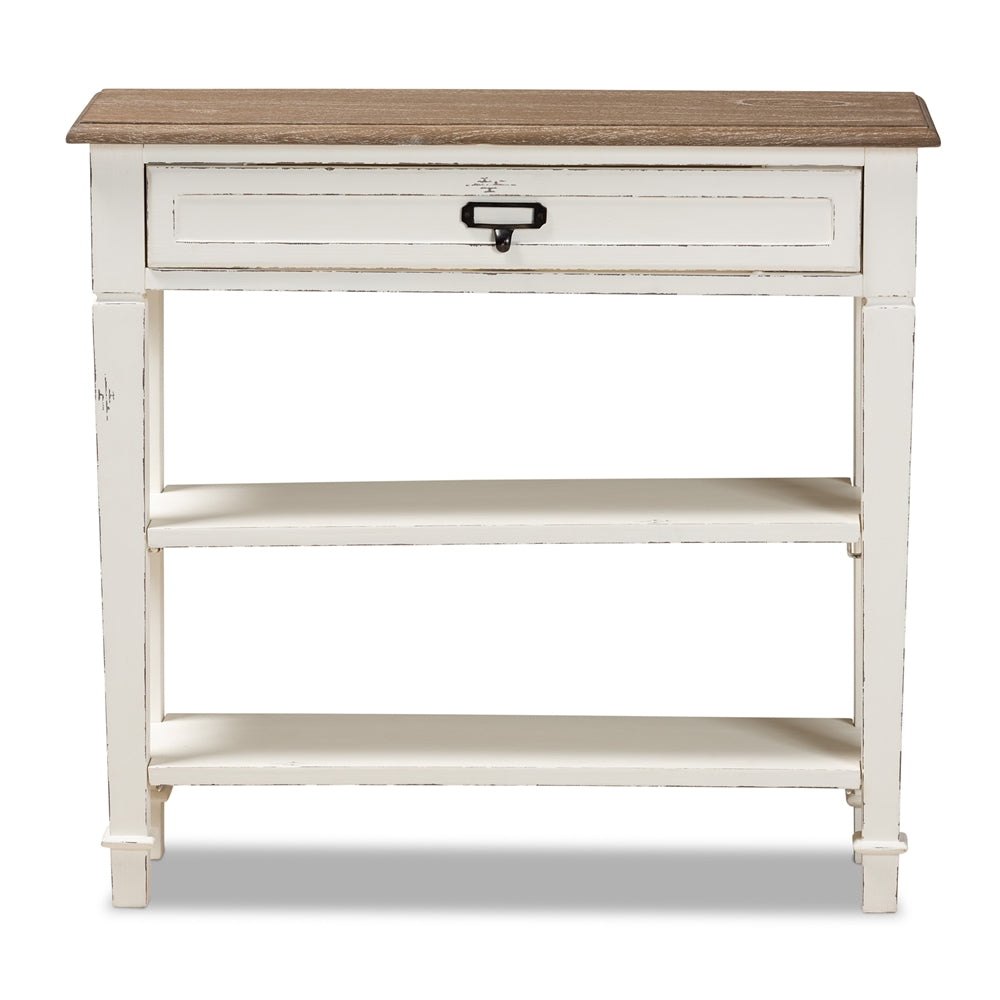 Baxton Studio - Dauphine Console Table in White/Light Brown - CHR10VM/M B-C view 2