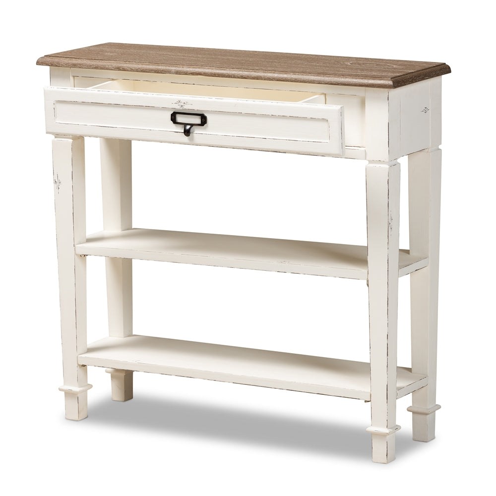 Baxton Studio - Dauphine Console Table in White/Light Brown - CHR10VM/M B-C view 3