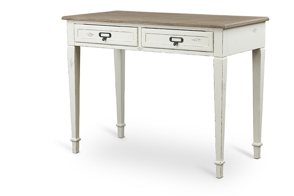 Baxton Studio - Dauphine Desk in White/Light Brown - CHR4VM/M B-CA view 1