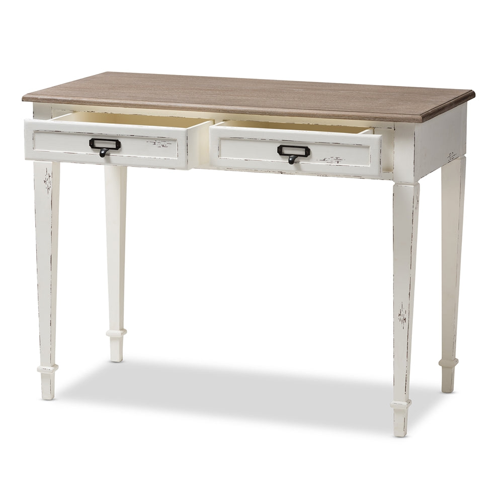 Baxton Studio - Dauphine Desk in White/Light Brown - CHR4VM/M B-CA view 3