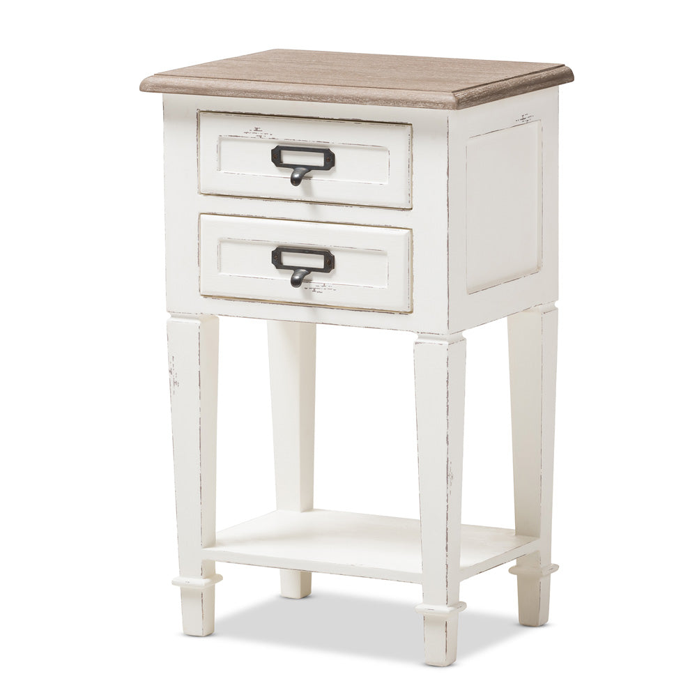 Baxton Studio - Dauphine Nightstand in White/Natural - CHR20VM/M B-C view 1