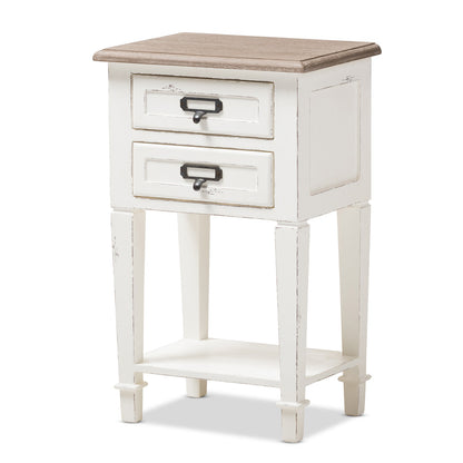 Baxton Studio - Dauphine Nightstand in White/Natural - CHR20VM/M B-C view 1