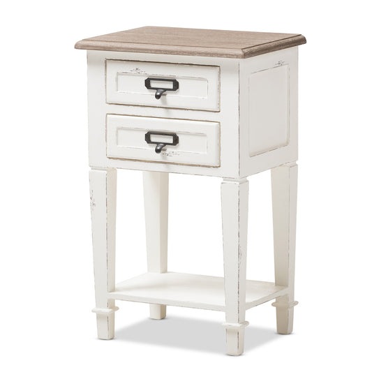 Baxton Studio - Dauphine Nightstand in White/Natural - CHR20VM/M B-C view 1