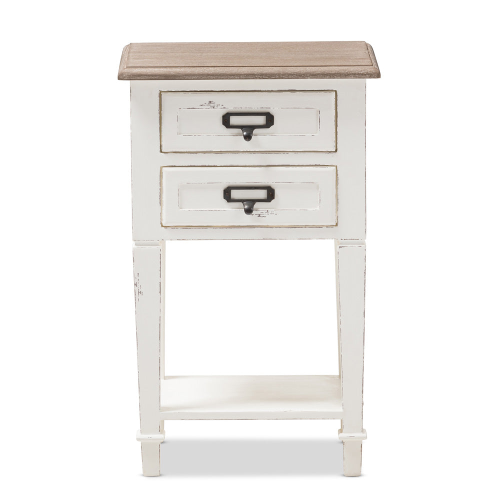 Baxton Studio - Dauphine Nightstand in White/Natural - CHR20VM/M B-C view 3