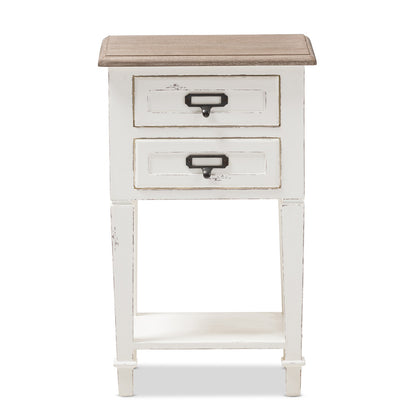 Baxton Studio - Dauphine Nightstand in White/Natural - CHR20VM/M B-C view 3