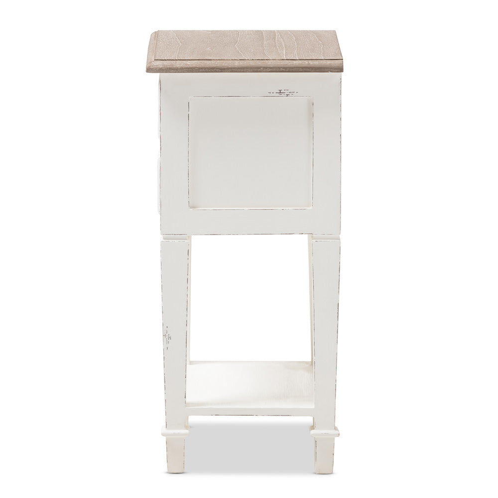 Baxton Studio - Dauphine Nightstand in White/Natural - CHR20VM/M B-C view 4
