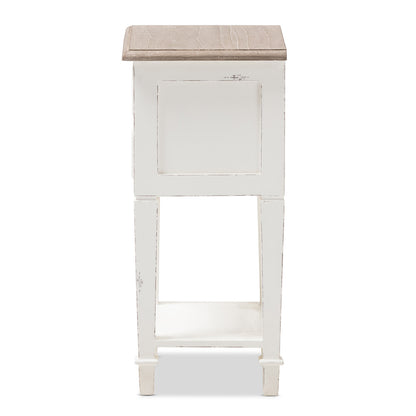 Baxton Studio - Dauphine Nightstand in White/Natural - CHR20VM/M B-C view 4