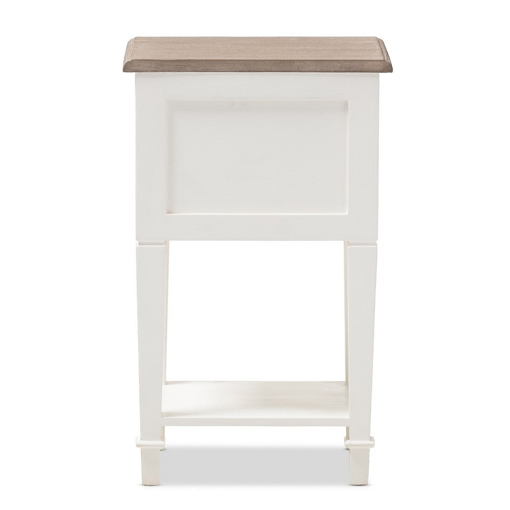 Baxton Studio - Dauphine Nightstand in White/Natural - CHR20VM/M B-C view 5
