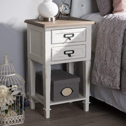 Baxton Studio - Dauphine Nightstand in White/Natural - CHR20VM/M B-C view 6