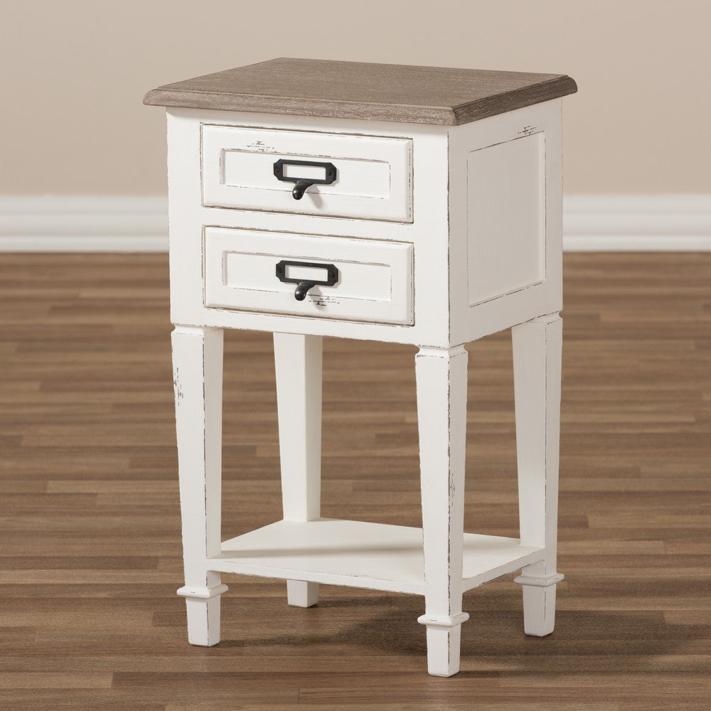 Baxton Studio - Dauphine Nightstand in White/Natural - CHR20VM/M B-C view 7
