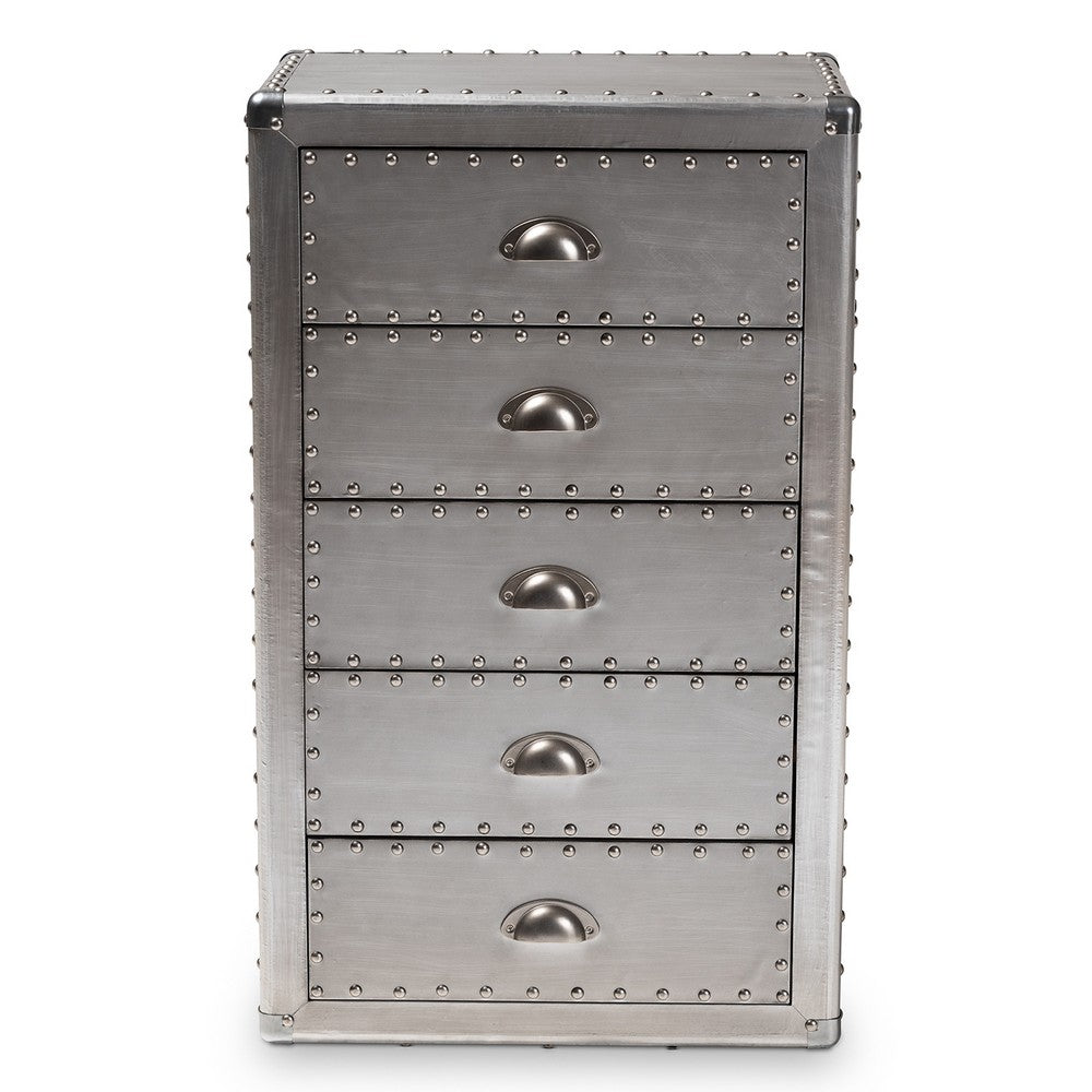 Baxton Studio - Davet Chest in Silver - JY17B167-Silver-Cabinet view 3
