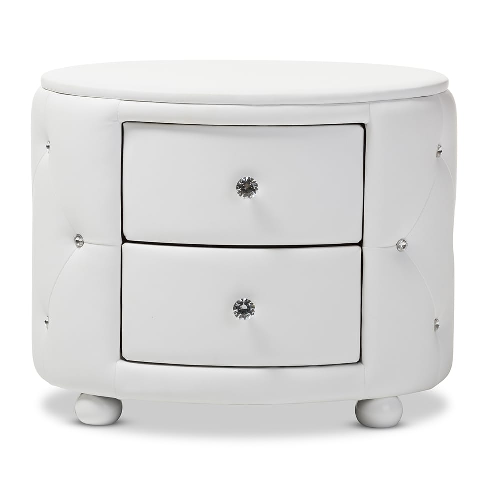 Baxton Studio - Davina Nightstand in White - BBT3119-White NS view 2