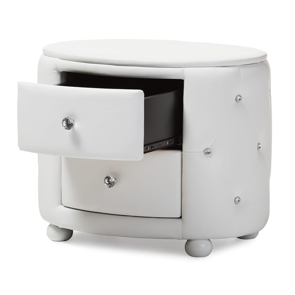 Baxton Studio - Davina Nightstand in White - BBT3119-White NS view 3