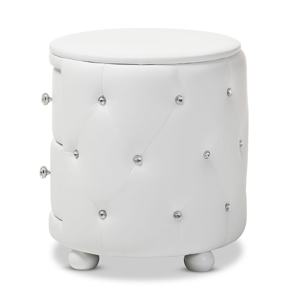 Baxton Studio - Davina Nightstand in White - BBT3119-White NS view 4