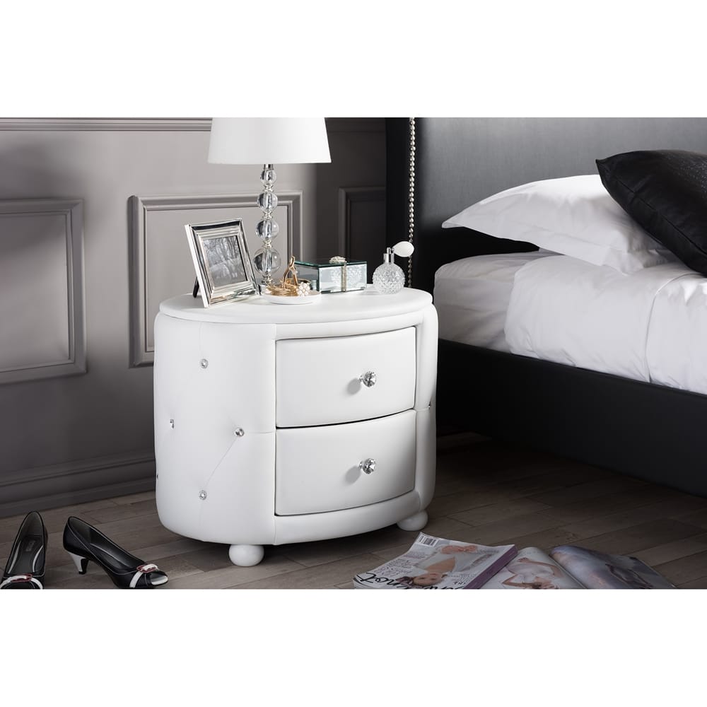 Baxton Studio - Davina Nightstand in White - BBT3119-White NS view 6