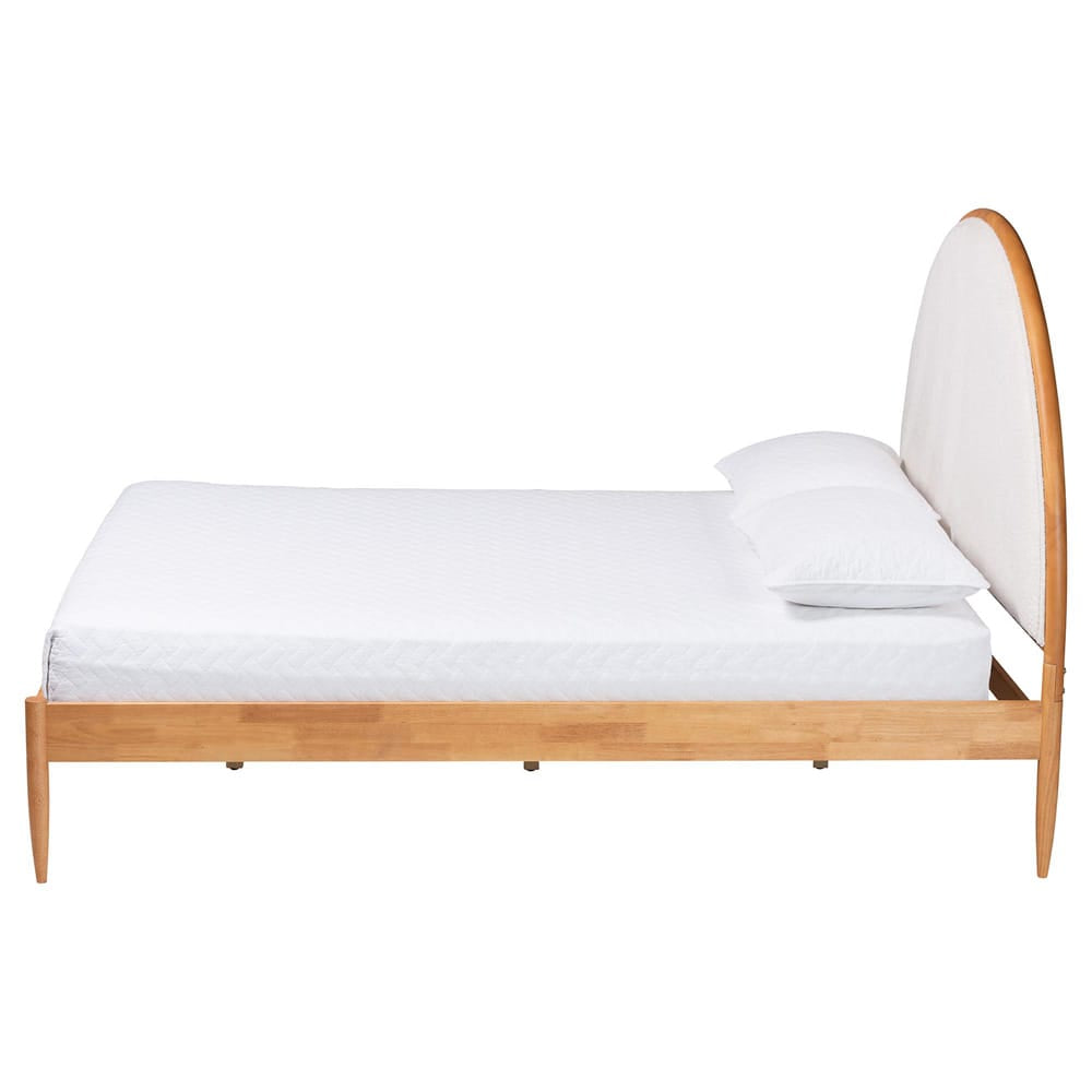 Baxton Studio - Dawson Queen Size Bed in Cream/Walnut Brown - MG0238-1-NT Oak/Cream 3001-Queen view 2