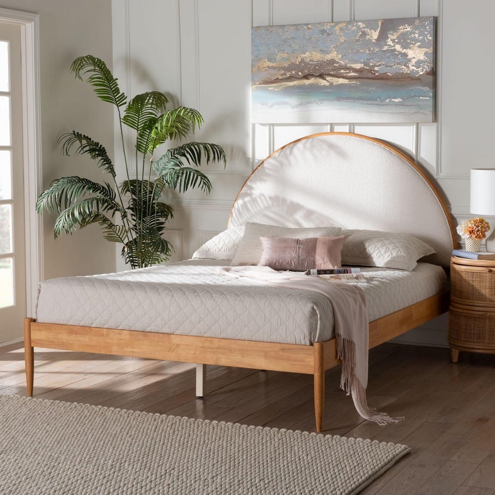 Baxton Studio - Dawson Queen Size Bed in Cream/Walnut Brown - MG0238-1-NT Oak/Cream 3001-Queen view 7