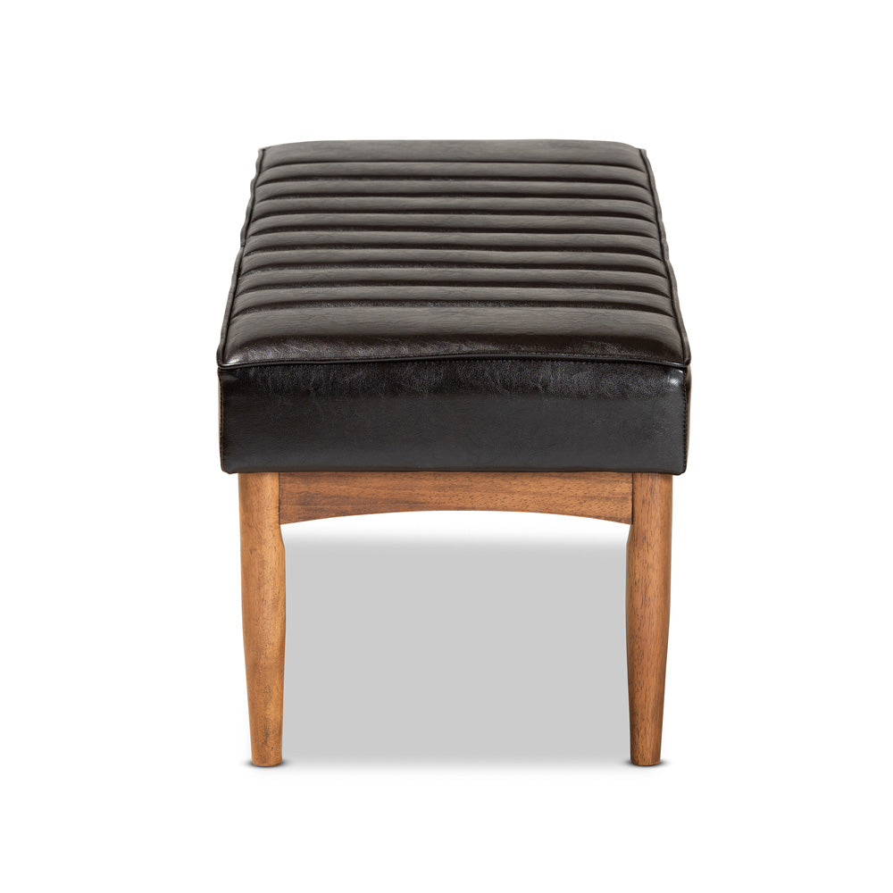 Baxton Studio - Daymond Dining Bench in Dark Brown/Walnut Brown - BBT8051.12-Dark Brown/Walnut-Bench view 3
