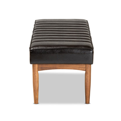 Baxton Studio - Daymond Dining Bench in Dark Brown/Walnut Brown - BBT8051.12-Dark Brown/Walnut-Bench view 3